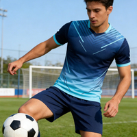 Camiseta de Fútbol de Alta Calidad, Transpirable, de Secado Rápido, con Cuello en V, para Hombre, con Logotipo Personalizado, Impresión por Transferencia de Calor, Corte Holgado