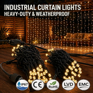 ไฟประดับ LED แบบม่านสายยางสำหรับภายนอกอาคาร ปิดผนึกด้วยกาว 8 โหมด ปรับความสว่างได้ เชื่อมต่อได้ เหมาะสำหรับสวน งานแต่งงาน ระเบียง ลานบ้าน วันหยุด - Product Image 1