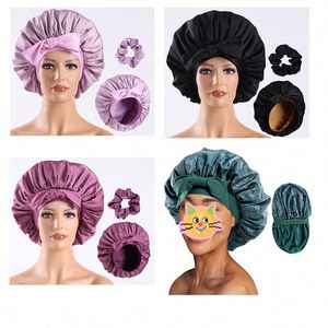 Gorro de Satén de Doble Capa de Seda con Banda Elástica Ajustable para Cabello Rizado, con Scrunchie, Regalo Promocional - Product Image 1