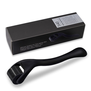 Rouleau <span class=keywords><strong>Derma</strong></span> en Titane Noir Mat à Marque Privée <span class=keywords><strong>pour</strong></span> <span class=keywords><strong>Barbe</strong></span> et Cheveux, 1.5mm 0.5mm, <span class=keywords><strong>pour</strong></span> la Repousse des Cheveux - Product Image 1