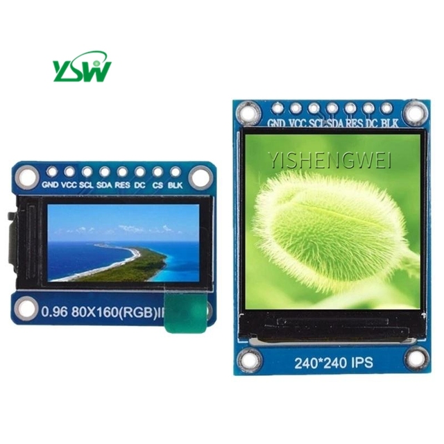 TFT Display 0.96 / 1.3 Inch IPS 7P SPI HD 65K Full Color LCD Module ST7735 / ST7789 Drive IC 80*160 240*240 (Not OLED)