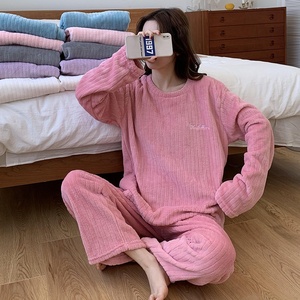 Ensemble de <span class=keywords><strong>pyjama</strong></span> pour femmes TKS, automne-hiver, manches longues, col rond, pull, pantalon large, <span class=keywords><strong>pyjama</strong></span> en molleton chaud <span class=keywords><strong>d</strong></span>écontracté pour femmes - Product Image 4