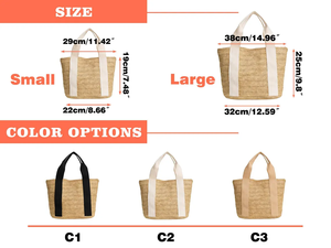 Grand sac fourre-tout de plage en paille tressée, sac à bandoulière léger et grande capacité pour les vacances d'été, sac à bandoulière en paille pour femme - Product Image 6