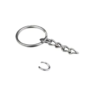 most popular key holder 25mm silver tone split ring with 4 link chain keyring