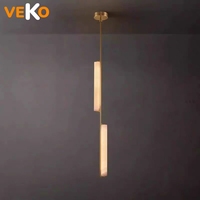Lámpara Colgante VEKO de Alabastro, Mármol y Cobre, para Mesita de Noche, Iluminación de Techo
