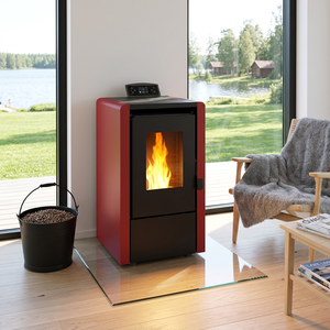 Poêle à granulés compact KM0602A moderne, autoportant, sans fumée, à alimentation automatique, avec contrôle Wifi, pour le chauffage domestique - Product Image 1