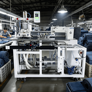 Machine à coudre automatique haute vitesse pour poches avec contrôle programmable, pour la pose de rabats et de surpiqûres, 2800 SPM, pour jeans et vêtements de travail - Product Image 1
