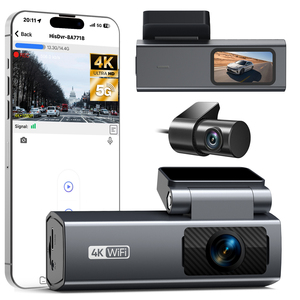 Caméra de tableau de bord WIFI 4K avec petit écran de 1,47 pouce, FHD 1080P, caméra DVR de voiture, capteur G, vision nocturne, double objectif, caméra de tableau de bord avant et arrière 4K - Product Image 1