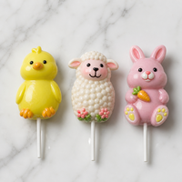 Sucettes géantes 80g en forme d'animaux de Pâques, assortiment poussin, lapin, mouton, bonbons durs pour fêtes, cadeaux de fête, vente en gros, personnalisables