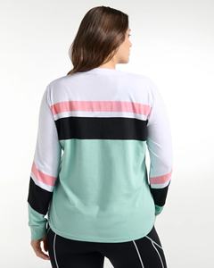 KY定制运动服Femme 2件套瑜伽套装健身房主动穿色块长袖瑜伽衬衫和自行车短裤套装 - Product Image 3