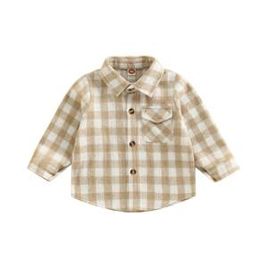 Camisa para niños pequeños y niñas, cárdigan con botones, abrigo, chaqueta a cuadros, manga larga, cuello vuelto para niños, prendas de vestir, chaqueta - Product Image 5
