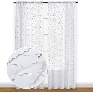 Cortinas de Tul con Estampado Metálico Dorado <span class=keywords><strong>Blanco</strong></span> de Lujo para Ventanas, Cortinas Transparentes con Diseño de Estampado Dorado para Dormitorio <span class=keywords><strong>y</strong></span> Sala de Estar - Product Image 6