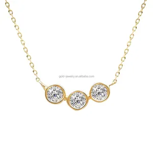 Luxury Fine Jewelry AU585 14K Solid Yellow Gold Lab Diamond Necklace Popular Selling Design