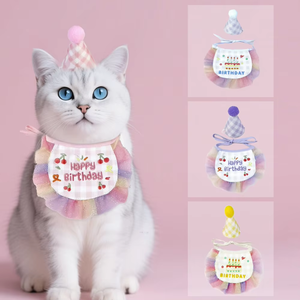 قبعة صغيرة تزيين كعكة عيد الميلاد زينة زينة زينة كلب القط عيد ميلاد باندانا وشاح مع قبعة لطيفة - Product Image 1