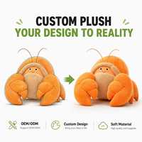 Fabricant OEM ODM, Vente en gros, Personnalisé : Porte-clés en peluche crabe ermite de plage, Accessoire de sac à dos, Peluches animaux marins lestées CE
