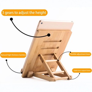 Bamboo Tablet <b>Stand</b> Adjustable Desktop Holder For Ipad Phone Universal Multi Functional Storage Rack - Product Image 4