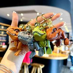 Cyber Celebrant Tyrannosaurus Rex Cartoon Keychain Pendant with Bell Clamp Doll Machine Hand Bite Design