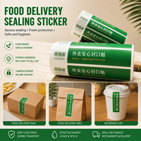 Autocollants personnalisés en PVC acrylique écologiques anti-poussière avec logo imprimé, étiquettes de livraison pour emballages alimentaires pour restaurants