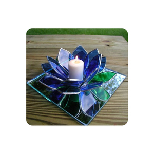 Flor roja con negro <span class=keywords><strong>estambre</strong></span> de vidrio sostenedor de vela de <span class=keywords><strong>cristal</strong></span> hecho a mano arte trabajo - Product Image 5