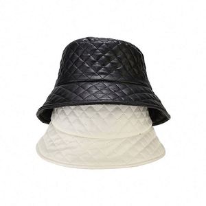 <b>Small</b> Plaid Leather Fisherman Hat Simple Art Casual Outdoor Sun Protection Distressed Custom <b>Bucket</b> Hat - Product Image 2