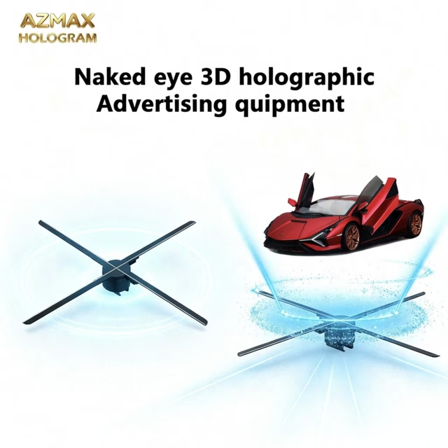 AZMAX High HD Brightness LED Display 46cm 768LED Custom Logo 3D Hologram Built-In Wi-Fi Multi-Color Lightweight Advertising