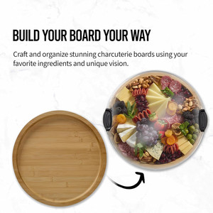 Planche à découper <span class=keywords><strong>Nordic</strong></span> Build-A-Board Snacks au fromage servant des <span class=keywords><strong>mini</strong></span> planches rondes de charcuterie en bambou avec couvercle transparent - Product Image 4