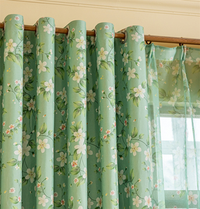 Nuevos diseños de material de cortina de ventana opaca completa de poliéster con patrón floral elegante, rollo de tela de cortinas impresas verdes - Product Image 6