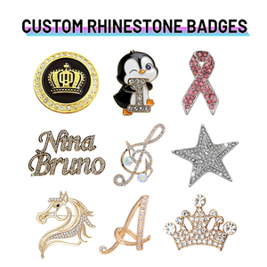 Broche de Metal con Pedrería Personalizado, Cristal Brillante Tipo Diamante, Aleación de Zinc, Lujoso y Elegante para Fiestas Nocturnas - Product Image 1