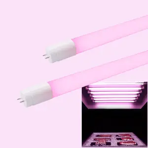 Tubo de luz led rosa para mercado, tubo de luz led para mercado, 60cm, 1200mm, 10w, 18w, t8, iluminação de tubo de alimentos frescos