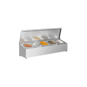 Caja de Condimentos de Acero Inoxidable con Múltiples Compartimentos y Tapa Abatible Antipolvo, Juego de Recipientes para Condimentos de Cocina para Restaurantes y Servicios de Catering - Product Image 1
