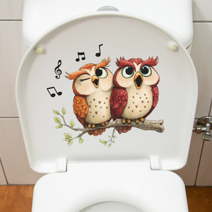 Autocollants muraux en PVC avec motif de hibou chantant de dessin animé mignon, pour les chambres <span class=keywords><strong>d</strong></span>'enfants, les salles de bain - Product Image 4