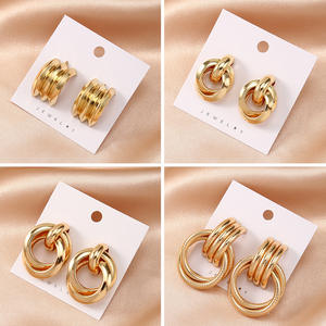 Délicat nouveau Style épais plaqué or multicouche géométrique alliage boucles d'oreilles pour les femmes à la mode mode boucles d'oreilles cadeau - Product Image 1