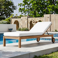 AEGEAN Nouvelle Arrivée Ensemble de Meubles de Jardin avec Chaise Longue en Bois de Teck Massif Naturel avec Roues