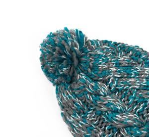 Mode féminine bicolore gros Islande AB fil côtelé tricoté haut <span class=keywords><strong>pompon</strong></span> <span class=keywords><strong>Bonnet</strong></span> pour les affaires de plage avec des arcs de Camouflage - Product Image 3