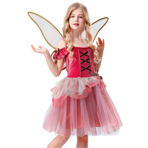 Vestido de tutú de princesa para niñas, disfraz de hada del bosque, traje de tul sin tirantes con corte en A para actuaciones, 5833 Rojo, 5835 Verde - Product Image 3