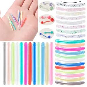 12Pcs/Lot Acrylic Mix Colors Bar Parts Post Curved Barbell Navel Nipple Tongue Eyebrow Piercings Replacement Accessories 14G