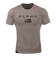 T-shirt de sport à col rond pour hommes Muscle Brothers, manches courtes, vêtements de fitness, course à pied, entraînement, Alpha manches courtes