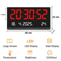 Grand Horloge Murale Numérique Intérieure avec Affichage LED de la Date, du Mois, du Jour, du Week-end et de la Température – Décoration Maison