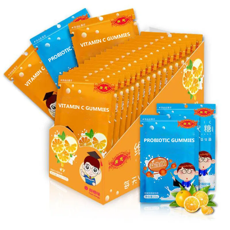 Meal children's snacks gum qq candies small bags bagged candies wholesale custom probiotic vitamin gummy candies