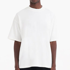 Summer Oversized Boxy Blank Tshirt Streetwear White Heavyweight T-shirt Premium 100% Cotton Round Neck Plain t Shirt Men - Product Image 1