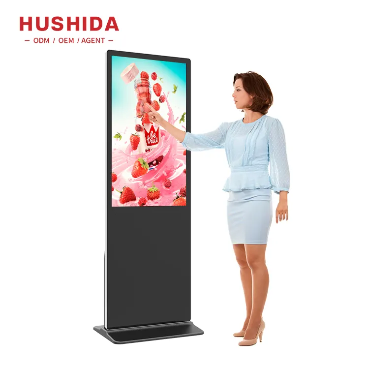 Smart advertising player display 65 inch floor stand indoor lcd 55 inch interactive digital signage