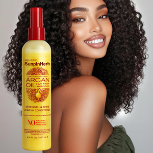 Crème capillaire sans rinçage bio à l'huile d'argan pour réparer, fortifier, redonner brillance et lisser les cheveux secs et bouclés – Qualité supérieure - Product Image 1