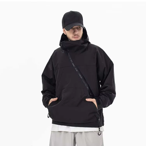 Giacche Casual <span class=keywords><strong>da</strong></span> uomo per Sport invernali con cappuccio in tessuto con occhielli cappotti irregolari asimmetrici Full Zip per escursioni e Streetwear - Product Image 1