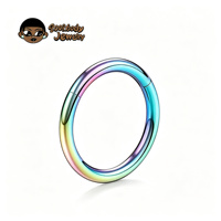 Cincin bedah baja 316L 12mm PVD warna biru, cincin segmen berengsel cincin perut cincin hidung untuk wanita