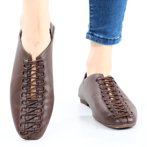 Scarpe antiscivolo traspiranti a punta quadrata-ballerine Casual autunnali da donna con Sole in gomma antiscivolo e stile minimalista <span class=keywords><strong>Chic</strong></span> - Product Image 1