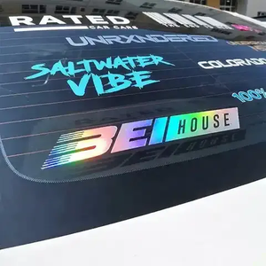 Op maat gemaakte waterdichte zelfklevende auto raam hologram transfer <span class=keywords><strong>sticker</strong></span> vinyl die-cut logo letterring voorruit laser stickers - Product Image 1