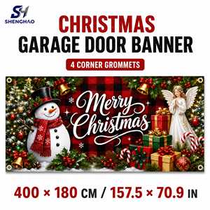 Drapeaux personnalisés, drapeaux de Noël, bannières décoratives pour clôtures, porches et murs, drapeaux de garage extérieurs, affiches de fond de jardin - Product Image 4