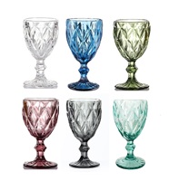 Verre à vin rouge épais de 10 oz, couleur originale, motif diamant en relief, style vintage, marque FJ, durable, vente en gros
