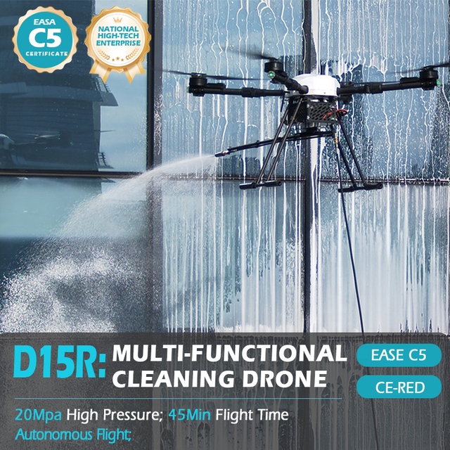 JIUSI D15R High Pressure Window Cleaning Drone with Cold Water Technology Remote Control Plastic for Car Wash Building Cleaning