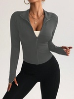 Veste de sport pour femme à manches longues, respirante et à séchage rapide, avec fermeture éclair, idéale pour le yoga et la course à pied